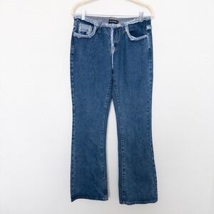 Y2K Pretty Little Thing‎ Womens Jeans Size 6 Blue Frayed Low Waist Flare Grunge
